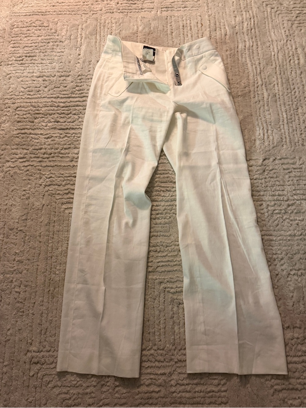 Emporio Armani White Men's Linen-Blend Dress Chinos
